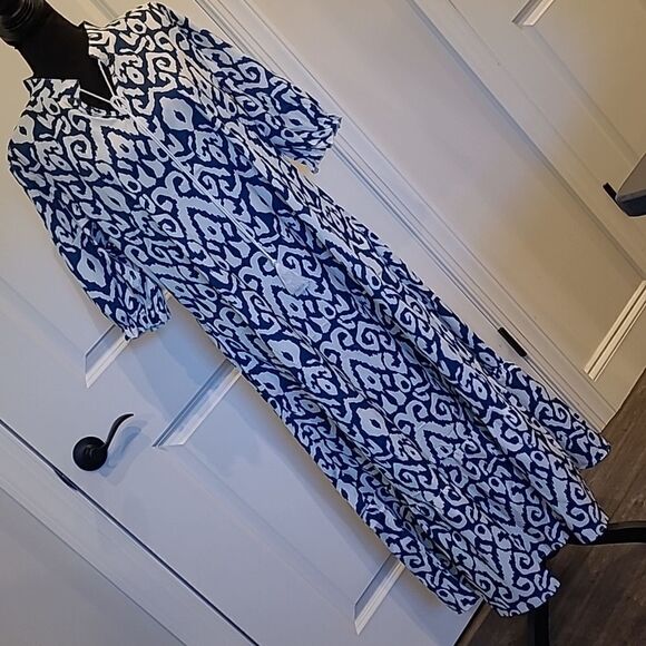 Maxie tiered 100% poly dress with neckline ties with tassels - Picture 1 of 10